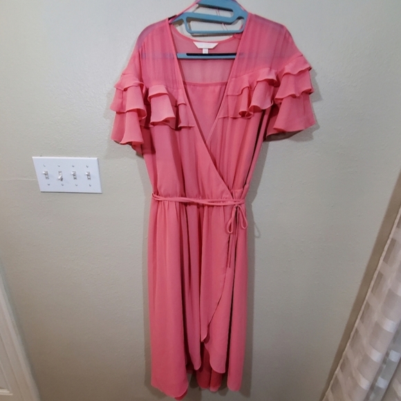 LC Lauren Conrad Dresses & Skirts - Lauren Conrad Ruffle Wrap Midi Dress
